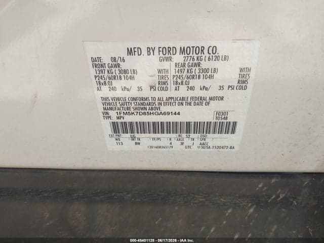 2017 FORD EXPLORER XLT 9