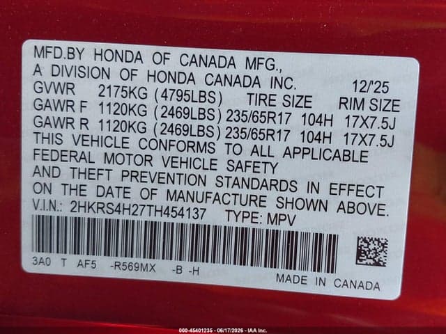 2026 HONDA CR-V LX AWD 9