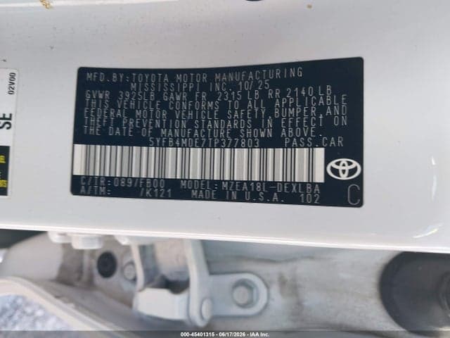 2026 TOYOTA COROLLA LE 9