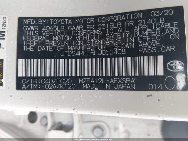 2020 TOYOTA COROLLA SE 9