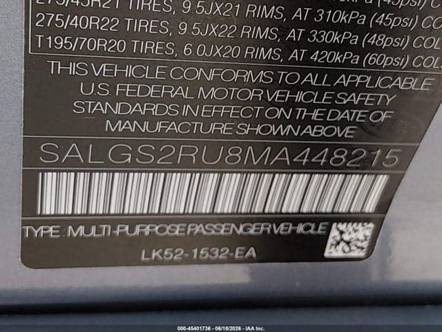 2021 LAND ROVER RANGE ROVER 9