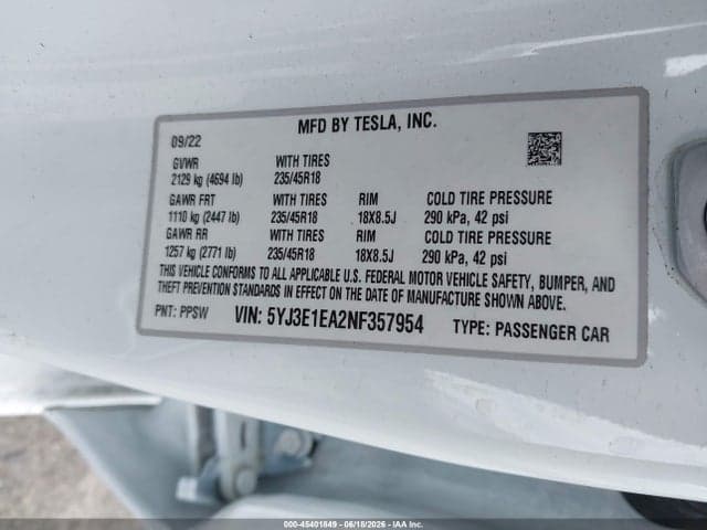 2022 TESLA MODEL 3 REAR-WHEEL DRIVE 9