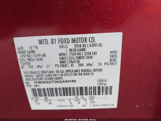 2019 FORD EXPLORER SPORT 9