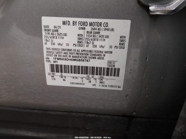 2021 FORD EXPLORER XLT 9