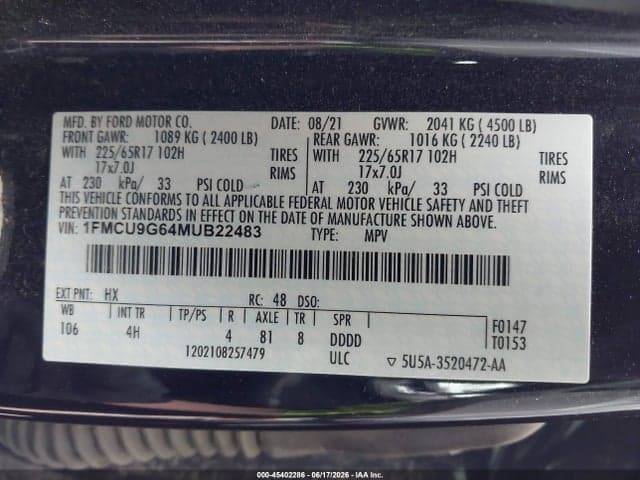 2021 FORD ESCAPE SE 9