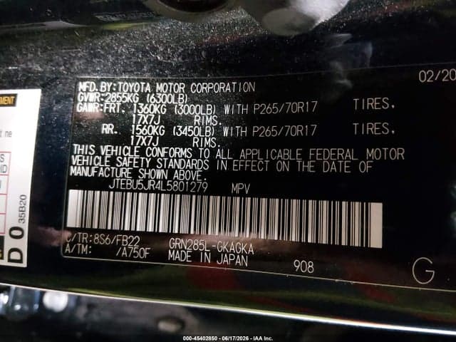 2020 TOYOTA 4RUNNER SR5 9