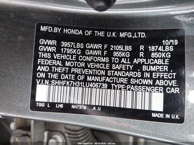 2020 HONDA CIVIC LX 9