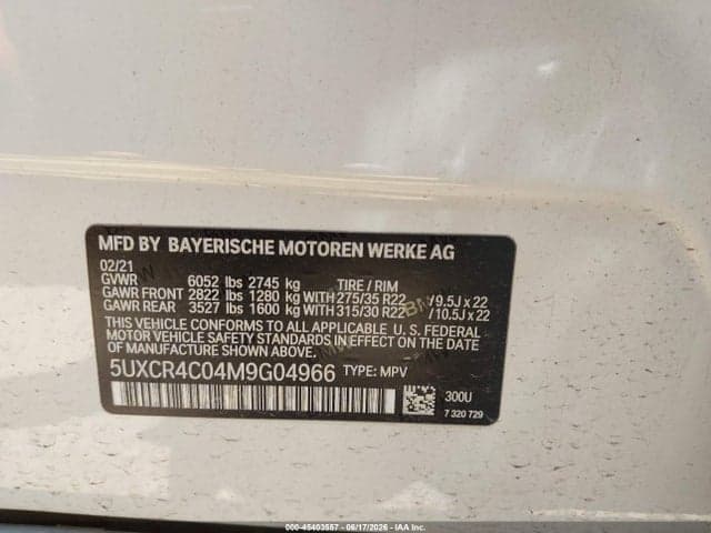 2021 BMW X5 SDRIVE40I 9