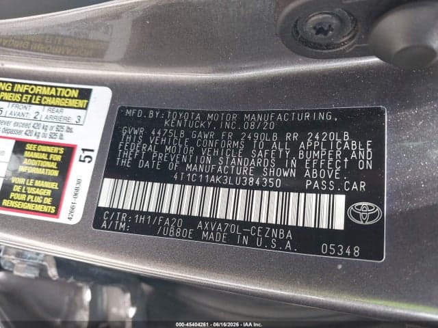 2020 TOYOTA CAMRY LE 9