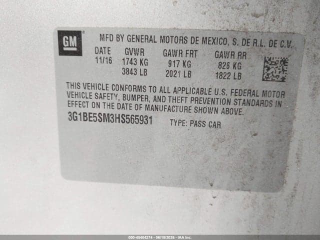 2017 CHEVROLET CRUZE LT AUTO 9