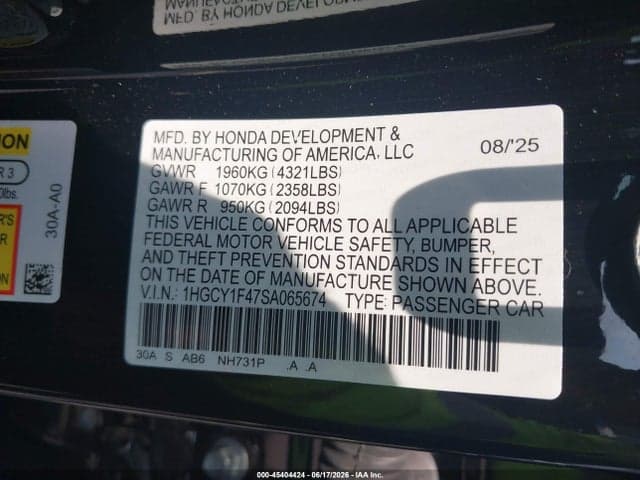 2025 HONDA ACCORD SE 9