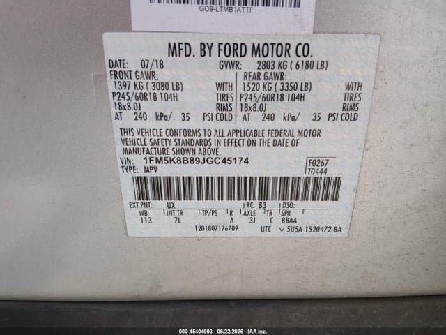 2018 FORD EXPLORER 9