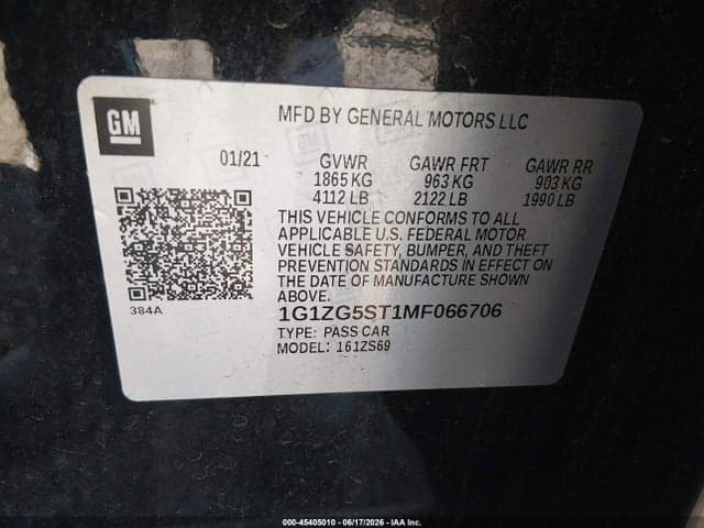 2021 CHEVROLET MALIBU FWD RS 9