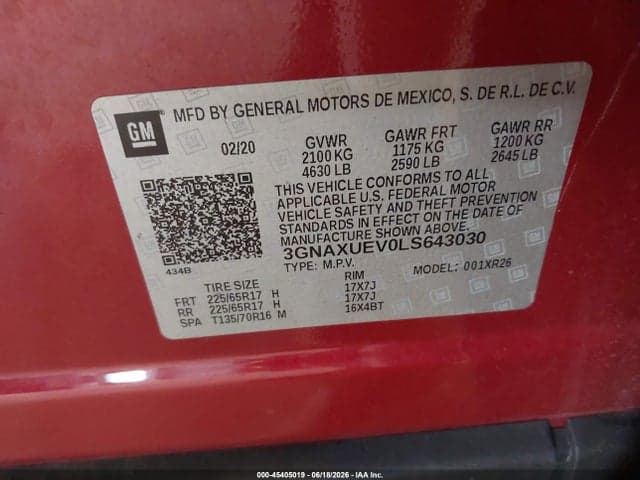 2020 CHEVROLET EQUINOX AWD LT 1.5L TURBO 9