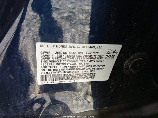 2019 HONDA PILOT EX 9