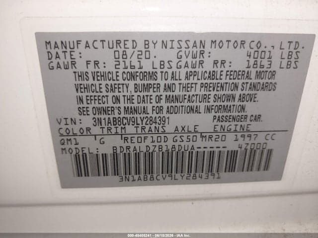 2020 NISSAN SENTRA SV XTRONIC CVT 9