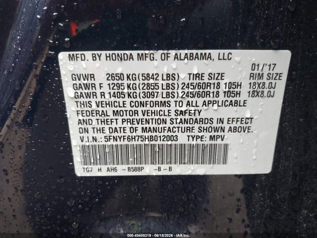 2017 HONDA PILOT EX-L 9