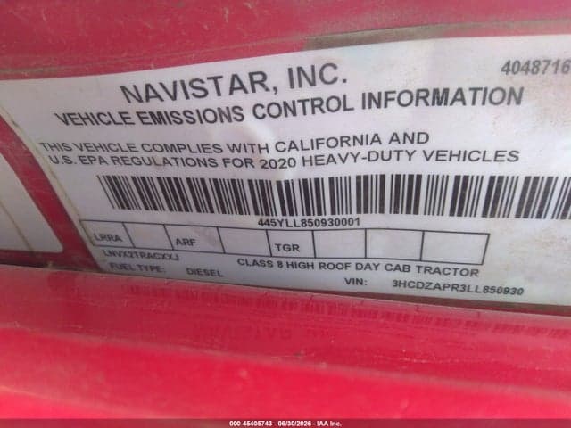 2020 INTERNATIONAL LT 9