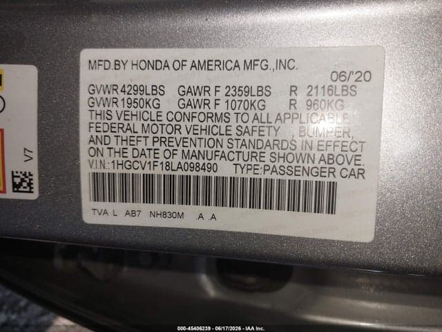 2020 HONDA ACCORD LX 9