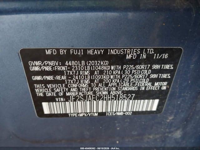 2017 SUBARU FORESTER 2.5I PREMIUM 9