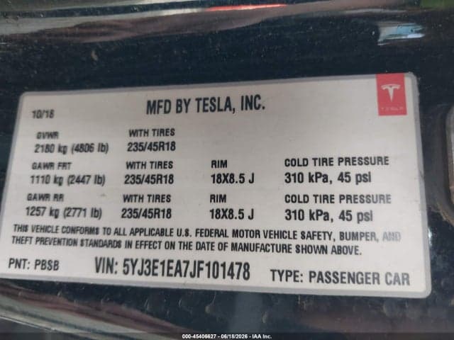 2018 TESLA MODEL 3 9