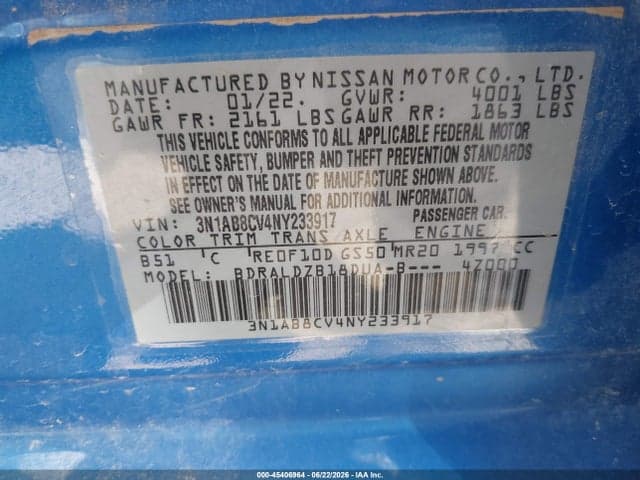 2022 NISSAN SENTRA SV XTRONIC CVT 9