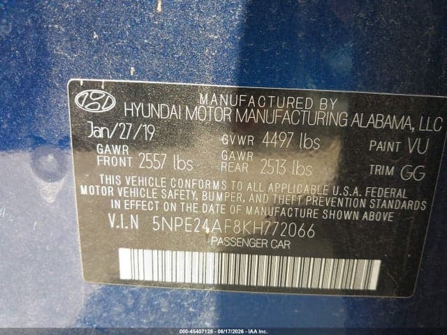 2019 HYUNDAI SONATA SE 9