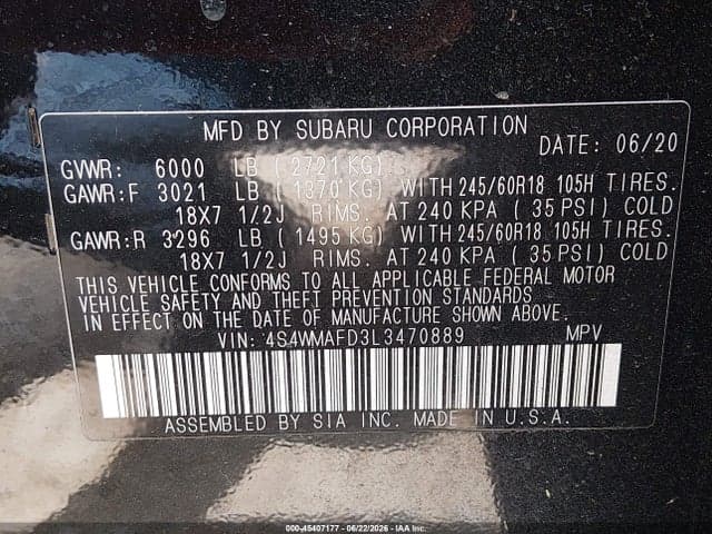 2020 SUBARU ASCENT PREMIUM 9