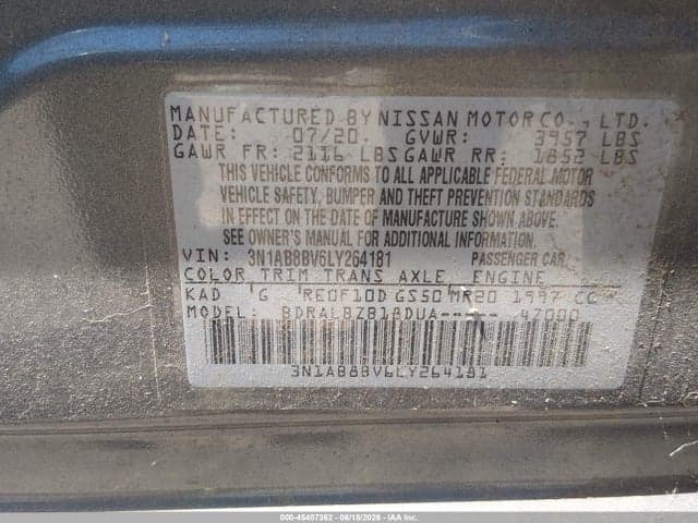 2020 NISSAN SENTRA S XTRONIC CVT 9