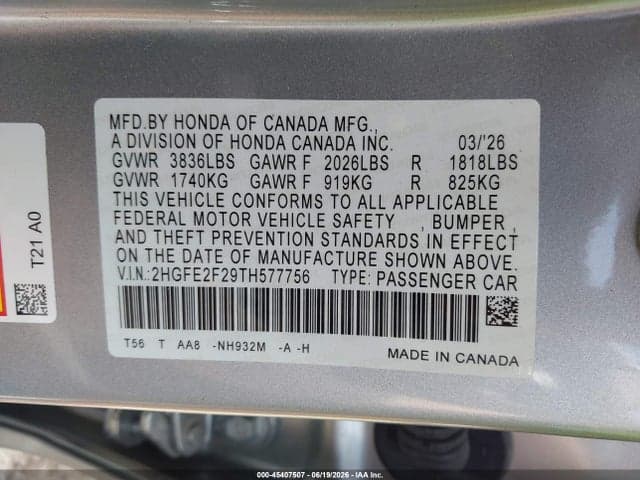 2026 HONDA CIVIC LX 9