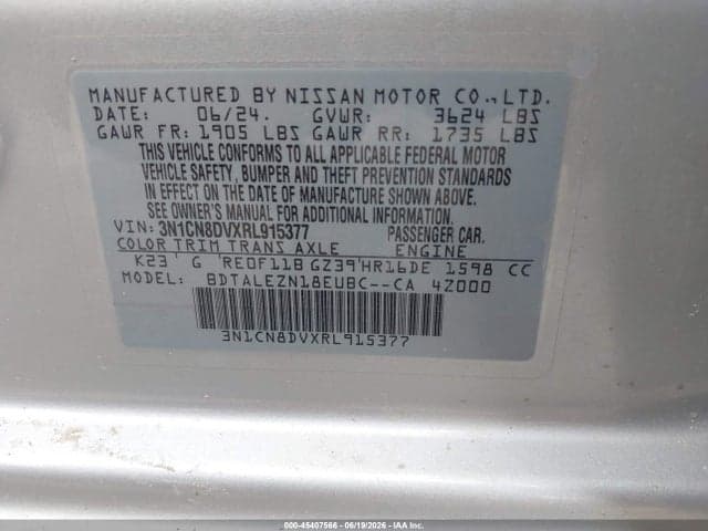 2024 NISSAN VERSA 1.6 S 9