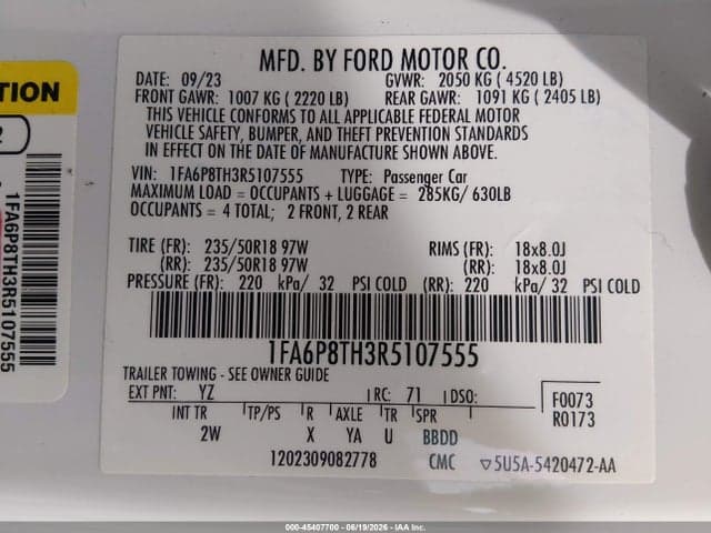 2024 FORD MUSTANG ECOBOOST FASTBACK 9