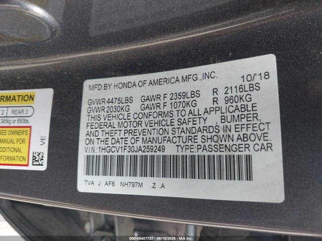 2018 HONDA ACCORD SPORT 9