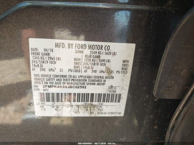2018 FORD EDGE TITANIUM 9