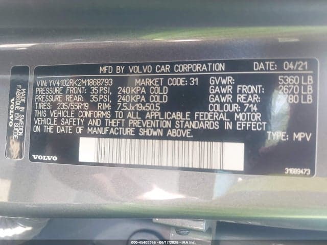 2021 VOLVO XC60 T5 9