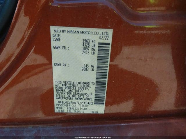 2022 NISSAN ALTIMA SR FWD 9