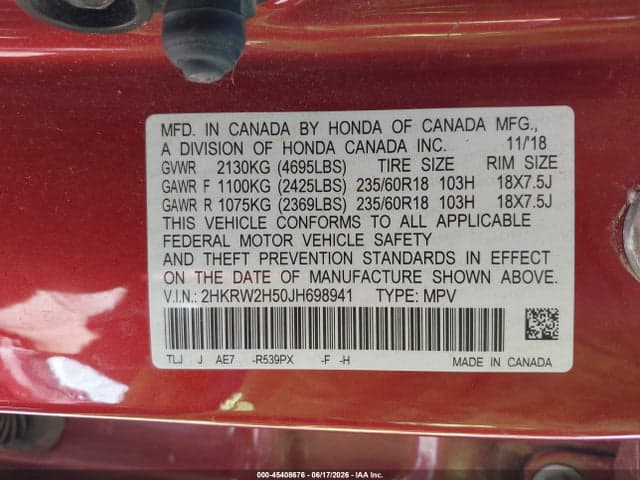 2018 HONDA CR-V EX 9