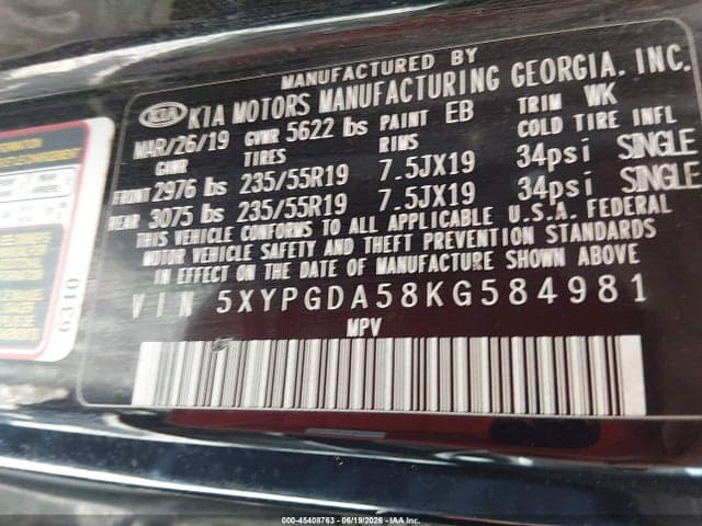 2019 KIA SORENTO 3.3L S 9
