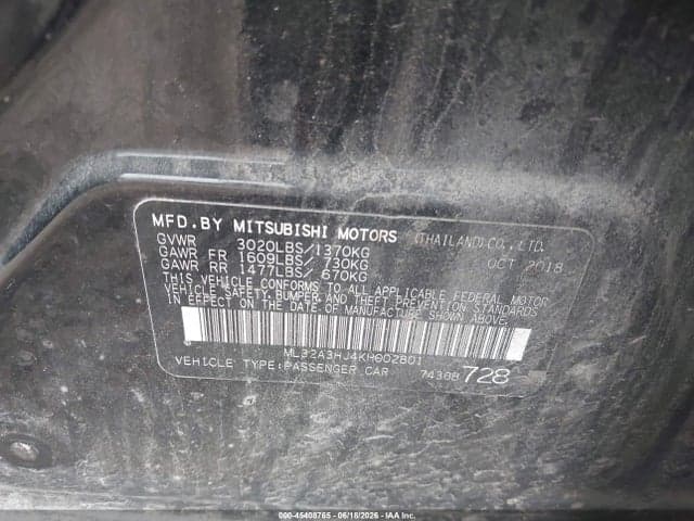 2019 MITSUBISHI MIRAGE ES 9
