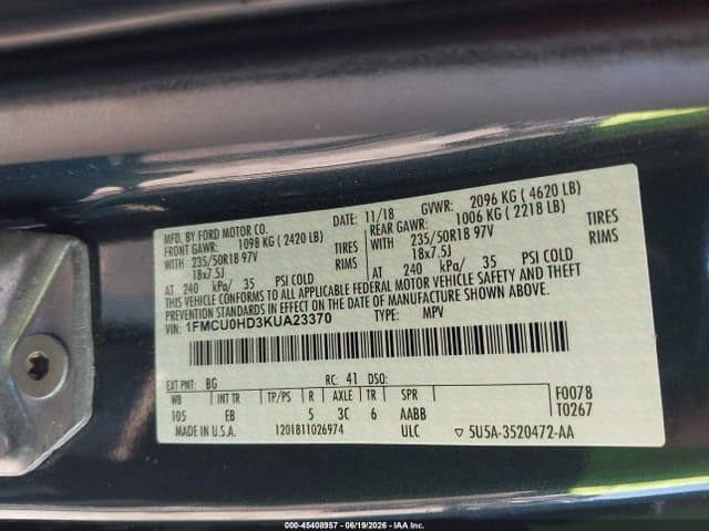 2019 FORD ESCAPE SEL 9