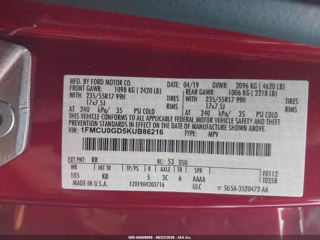 2019 FORD ESCAPE SE 9