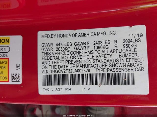 2020 HONDA ACCORD SPORT 2.0T 9
