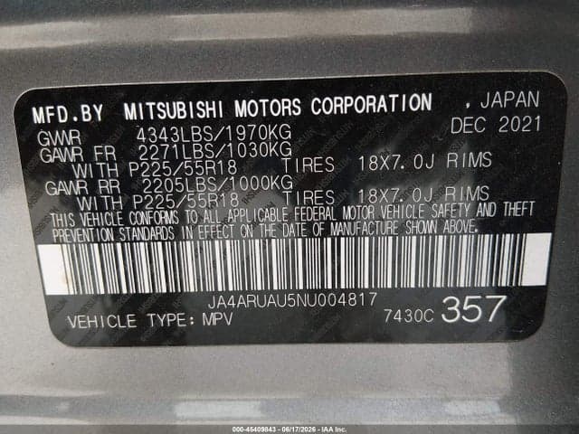 2022 MITSUBISHI OUTLANDER SPORT 9