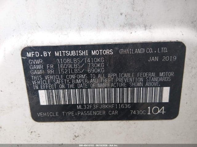 2019 MITSUBISHI MIRAGE G4 9