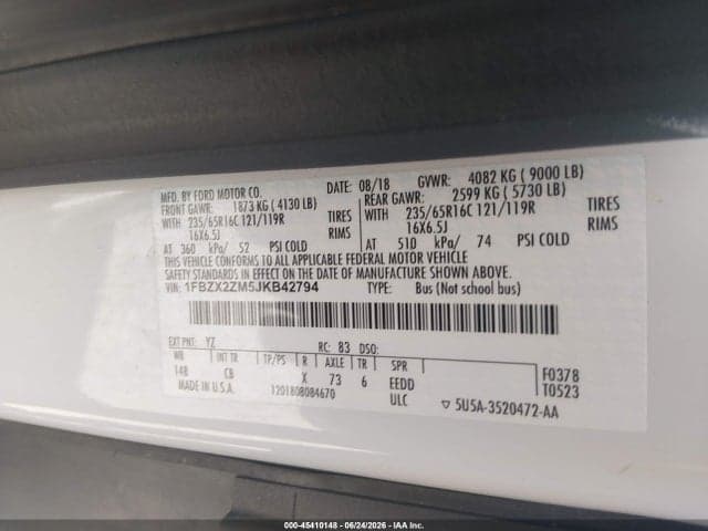 2018 FORD TRANSIT-350 XL/XLT 9
