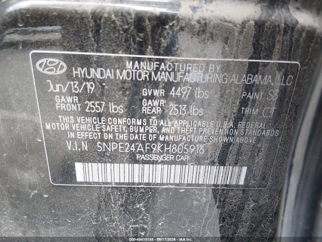2019 HYUNDAI SONATA SE 9