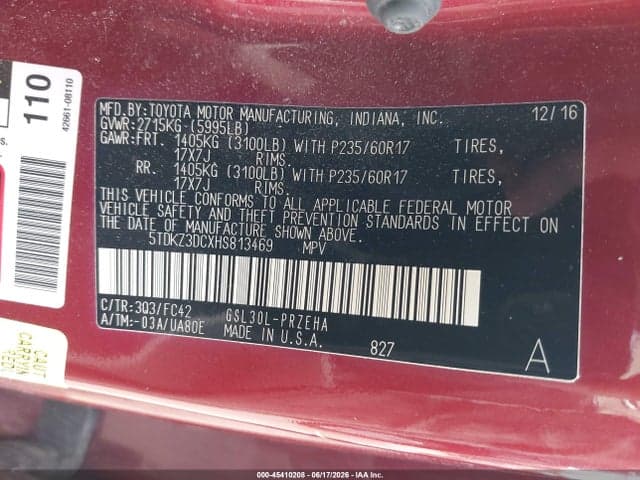 2017 TOYOTA SIENNA LE 8 PASSENGER 9