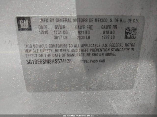 2017 CHEVROLET CRUZE LT AUTO 9
