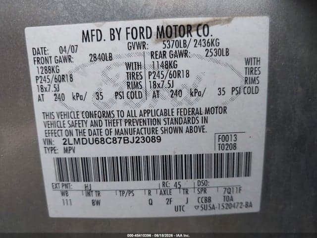 2007 LINCOLN MKX 9