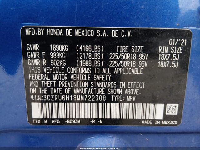 2021 HONDA HR-V AWD SPORT 9